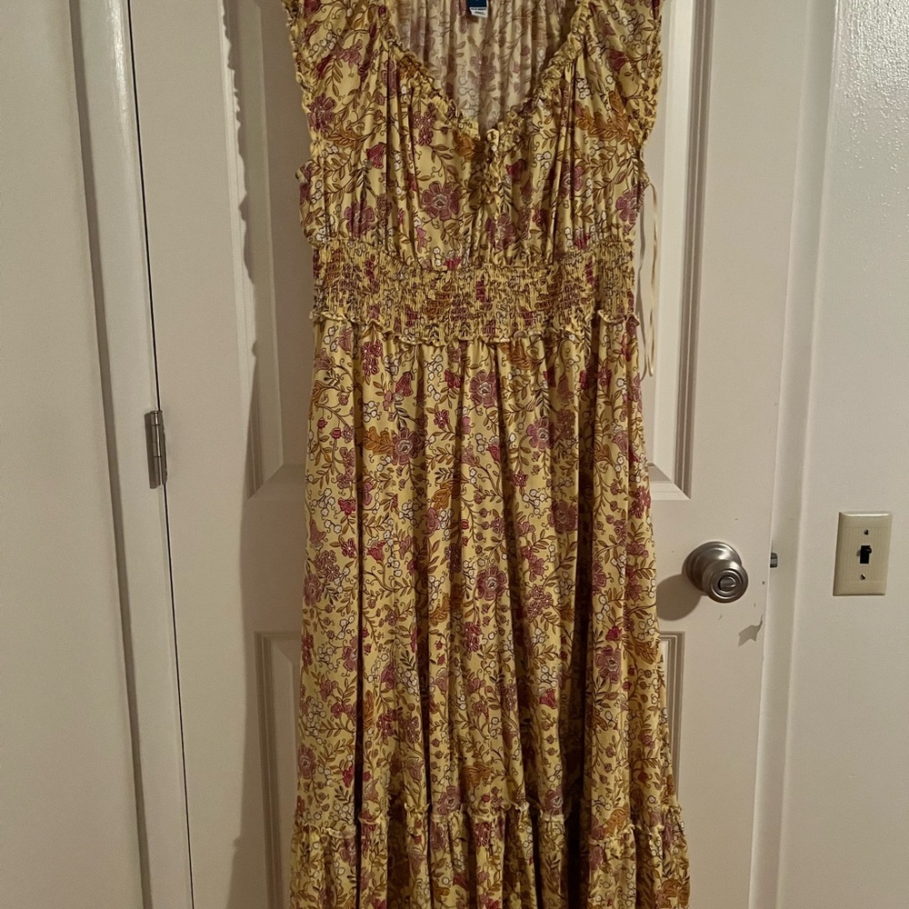 Old Navy Yellow Floral Maxi Dress with Ruffle Detail